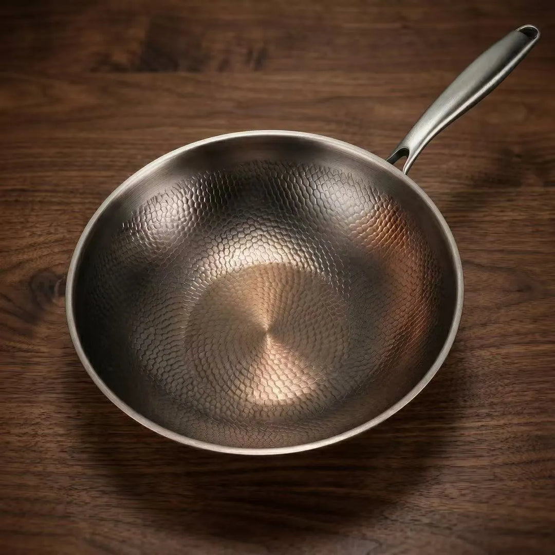 Hammered Flat-Bottom Wok Pan