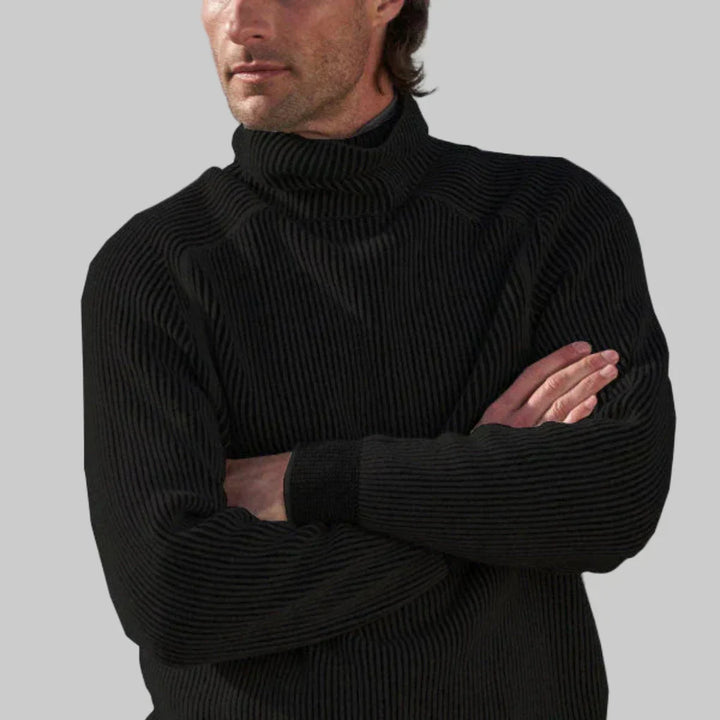 Men’s Turtleneck Sweater - Elegant Plain Colour Knit