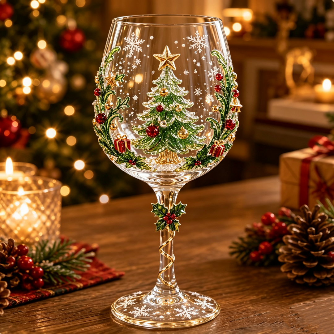 3D Christmas Wine Glasses – Festive Sipping with Yuletide Charm