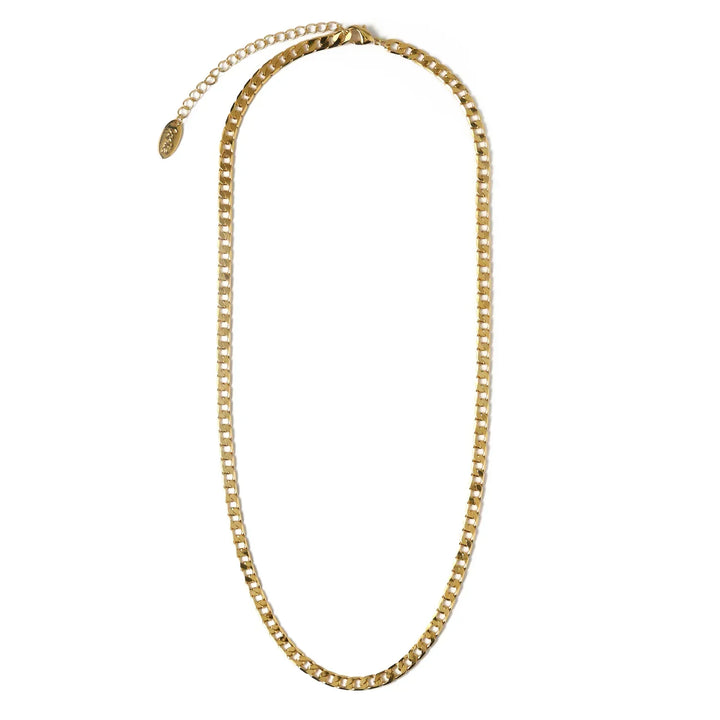 Elegant flat link necklace in white gold