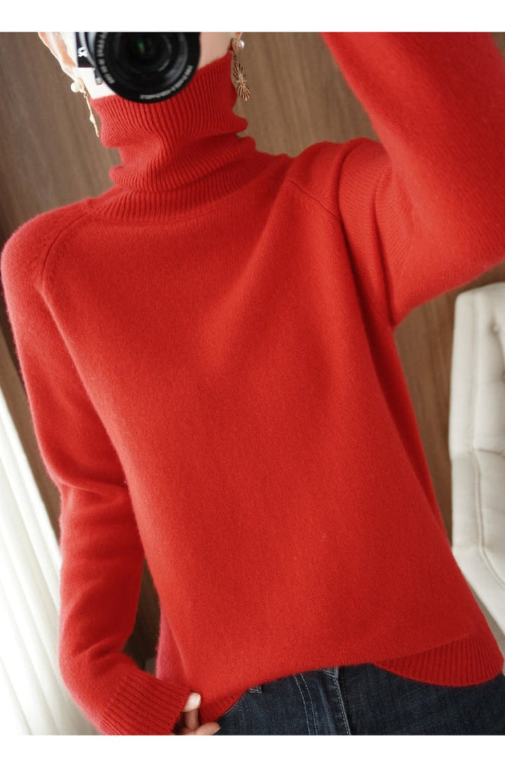 Women's Soft Polo Neck Sweater – Warm and Comfortable, Ideal for Autumn and Winter Outfits