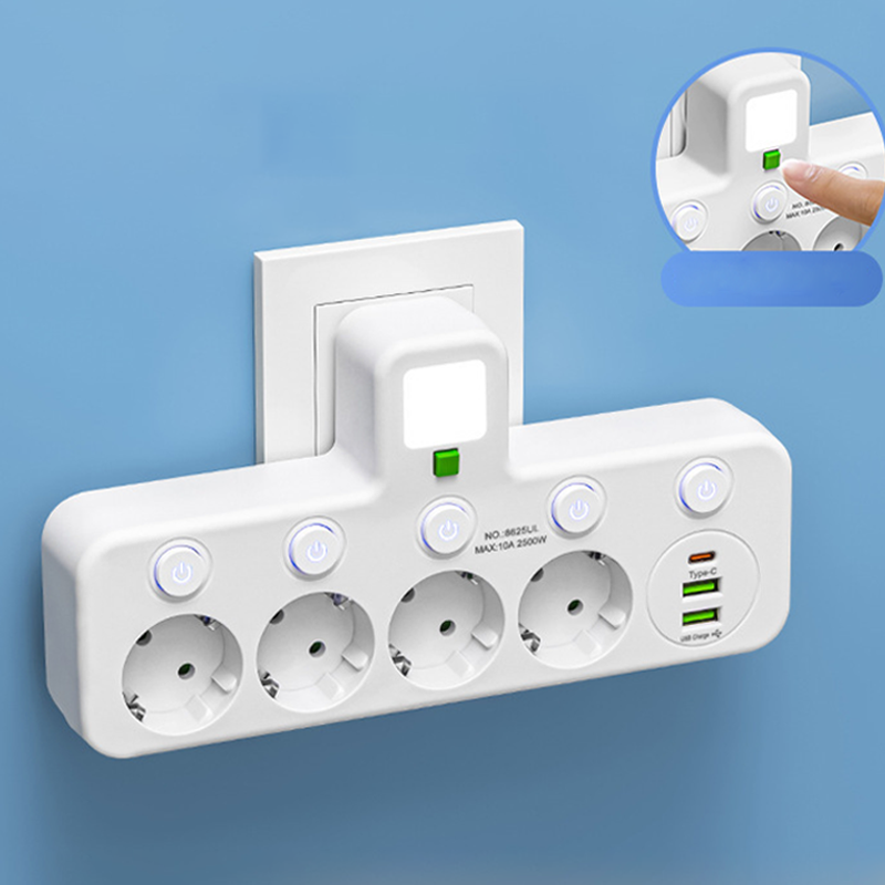 Power Strip with USB and Switches | Multi-Outlet Surge Protector 2500 W
