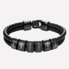 Men's Black Bracelet with Engraved Beads
