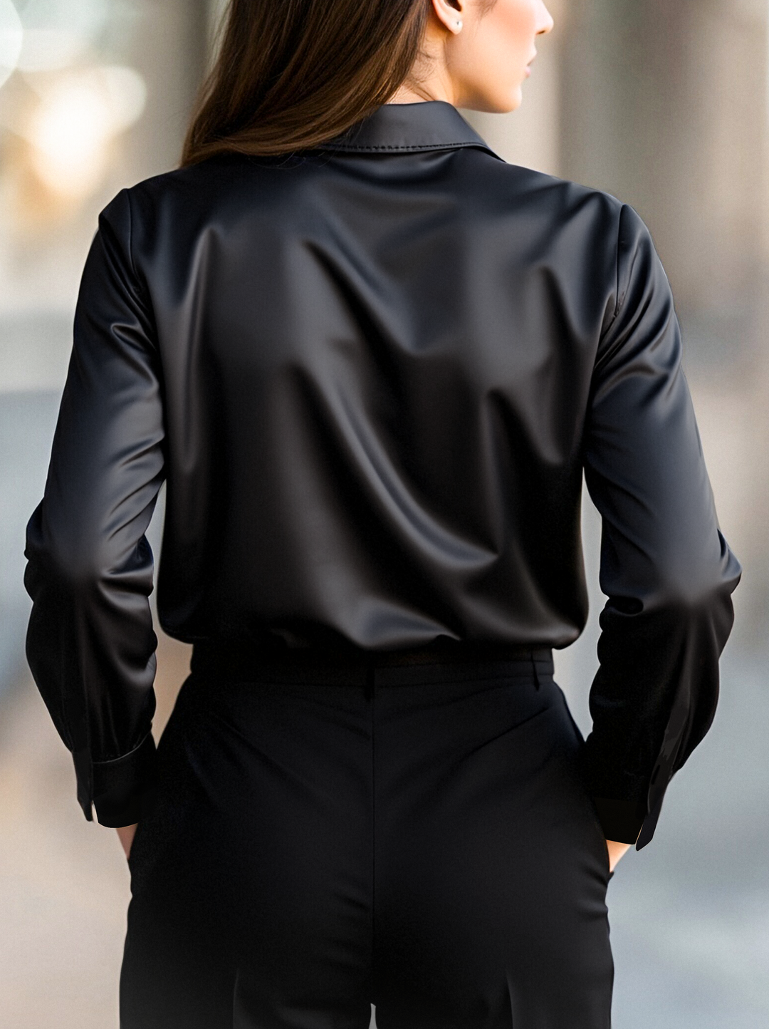 Women's Slim Fit Blouse – With Long Sleeves, Suitable for Work and Everyday Wear