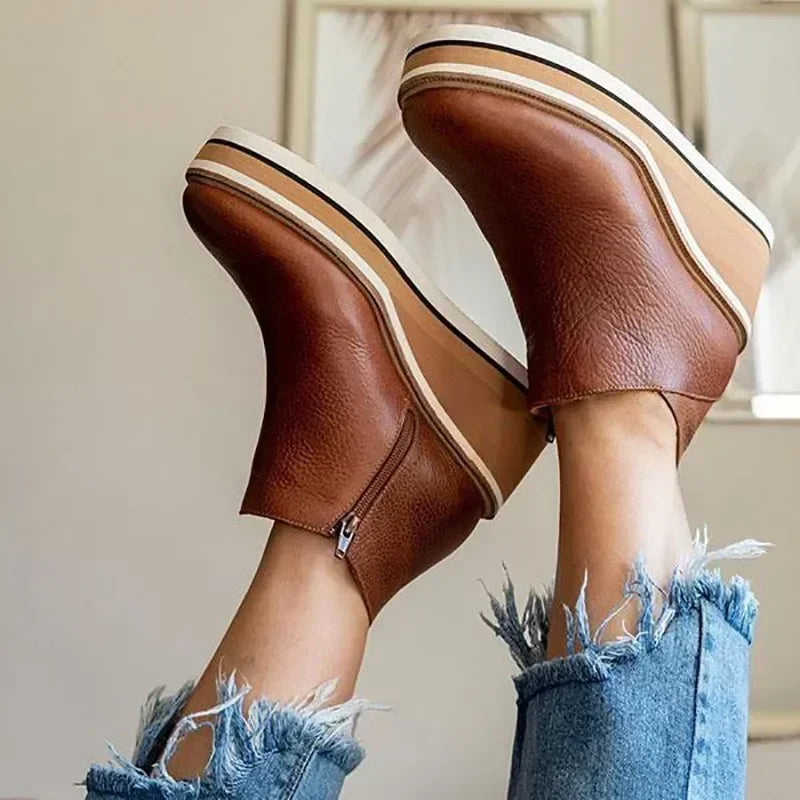Women's Wedge Ankle Boots with Vintage Charm