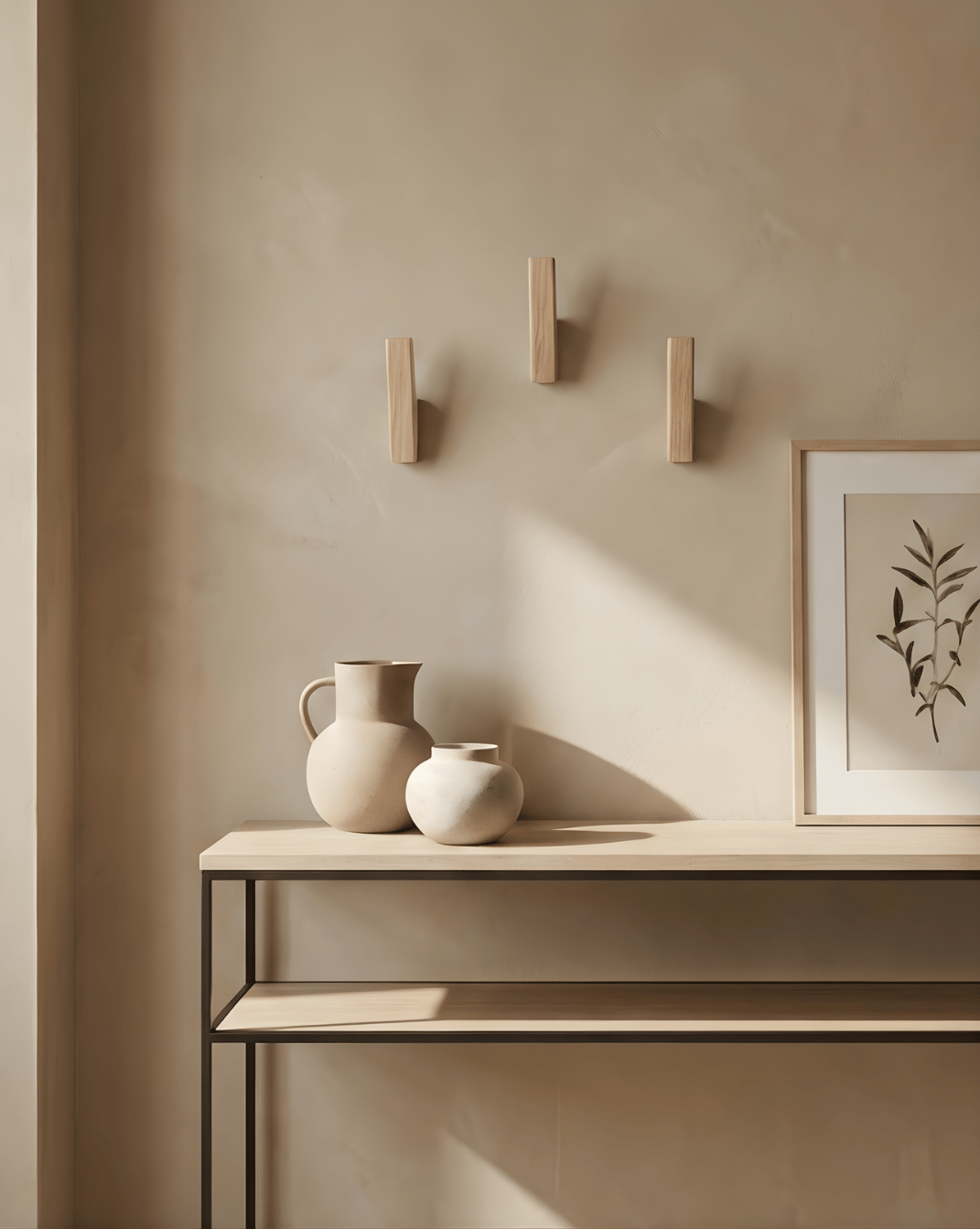 Wooden Coat Hooks, Set of 4 – Minimalist Wall Hooks for Entryway and Bathroom