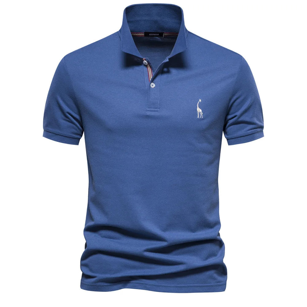 Luxe Cotton Polo with Deer Embroidery