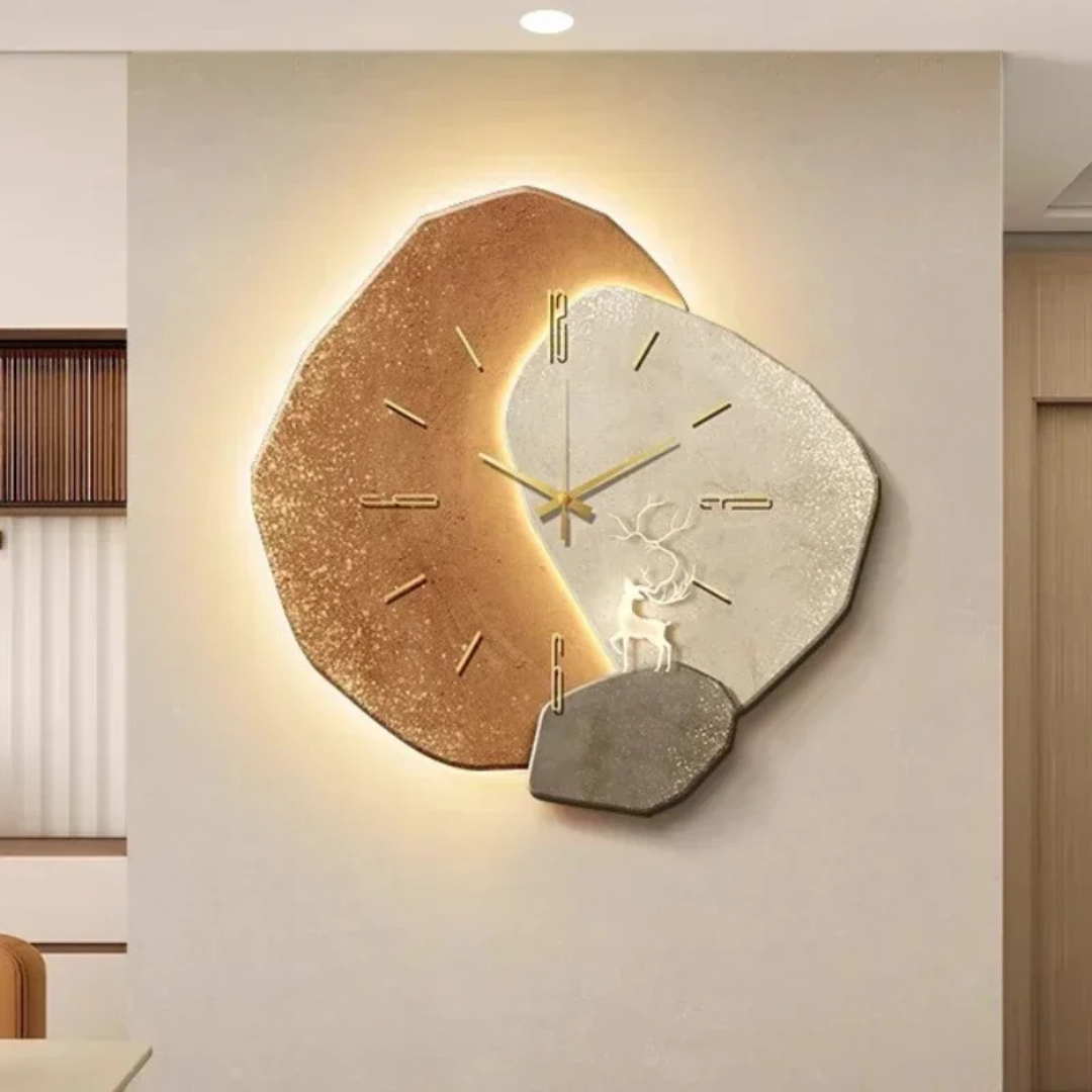 LunaWood Wall Clock – Natural Elegance with Soft LED Light
