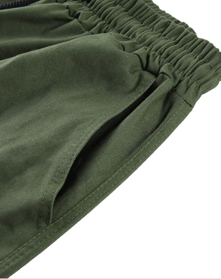 Men's Cargo Pants with Multiple Pockets and Adjustable Waist
