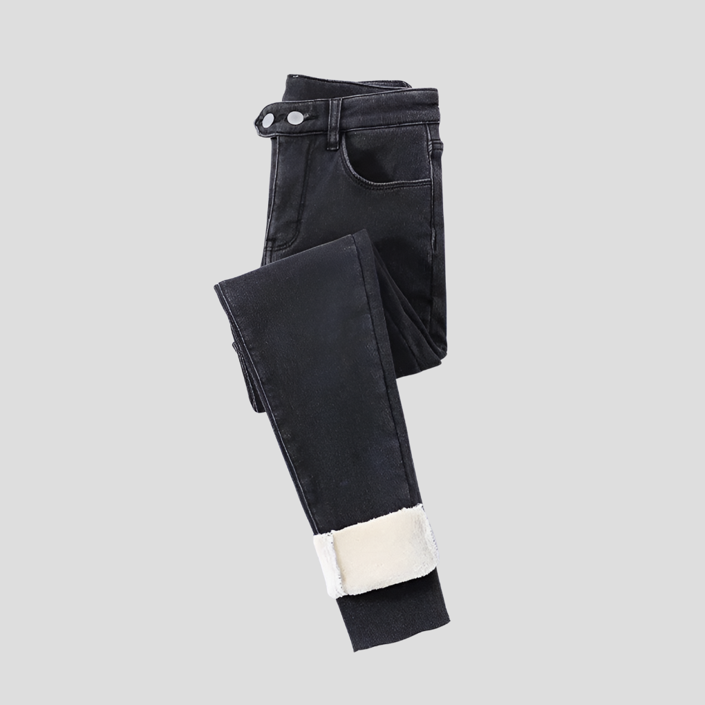High-Waist Women's Winter Jeans – Lined for Cold Days