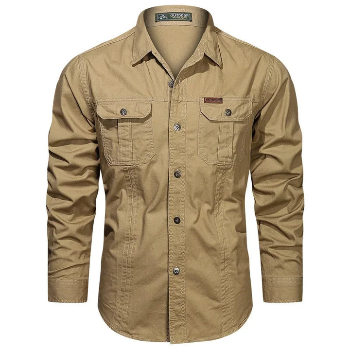 Men's Cotton Military Shirt – Multi-Pocket Utility