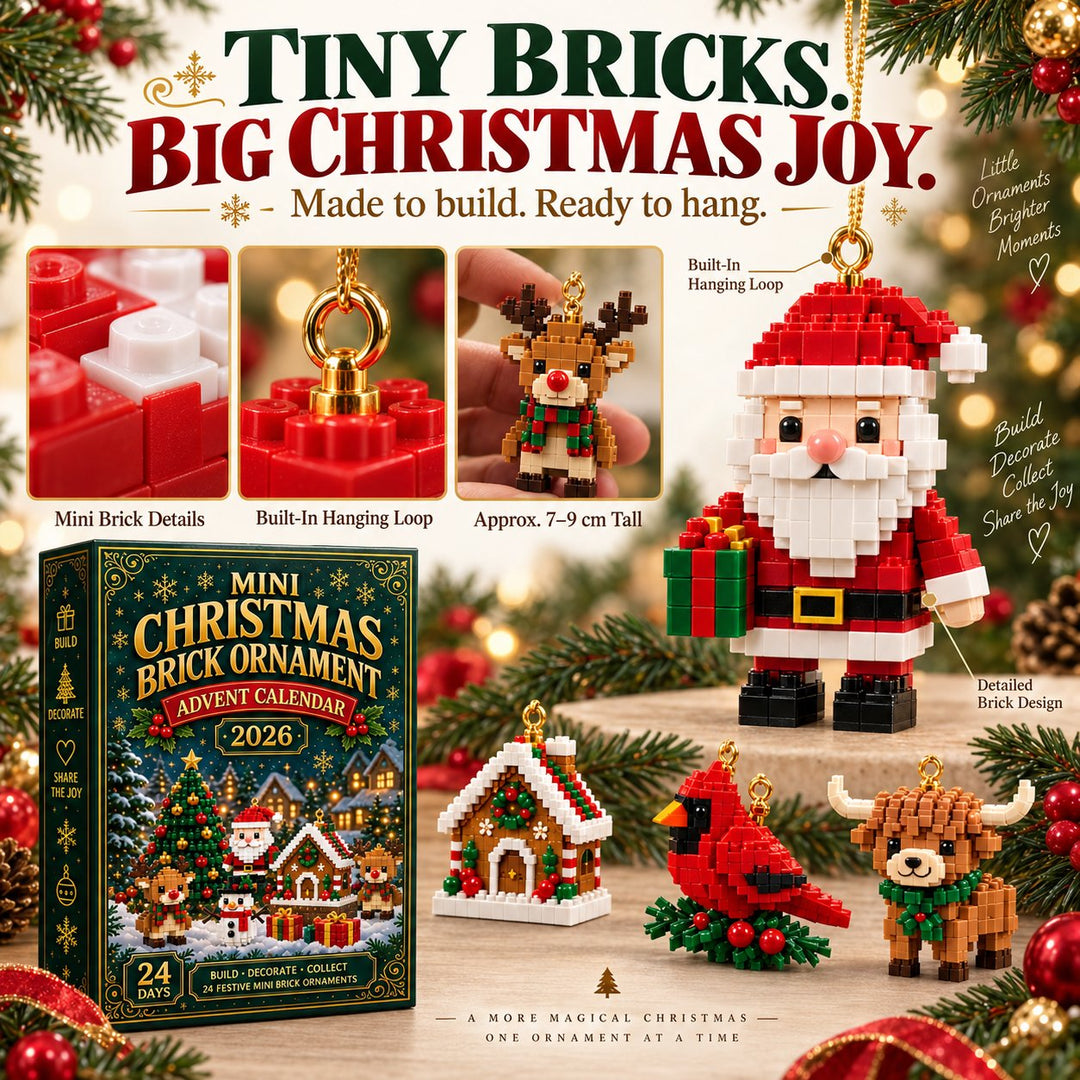 Mini Building Block Advent Calendar with 24 Christmas Kits to Build and Hang