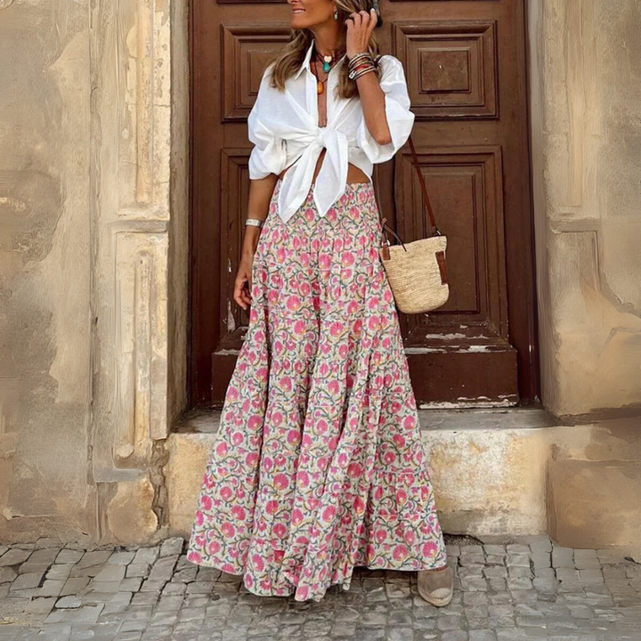 Bohemian Maxi Skirt with Print