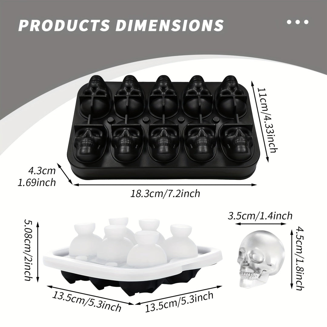 Silicone Skull Ice Cube Maker Tray with Large Reusable Mold for Drinks and Whiskey Ball