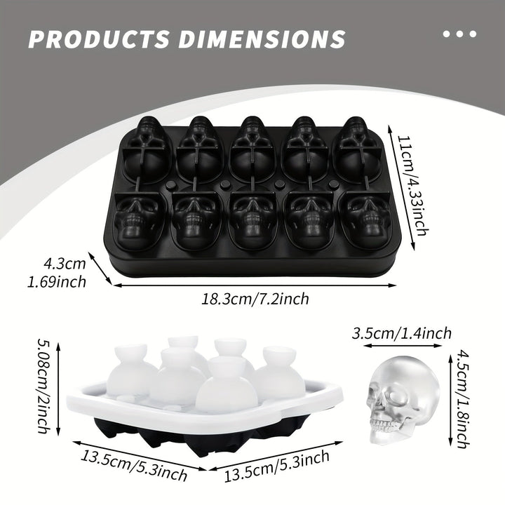 Silicone Skull Ice Cube Maker Tray with Large Reusable Mold for Drinks and Whiskey Ball