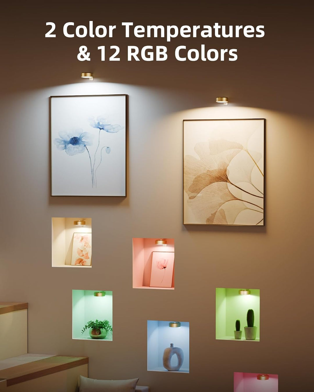 Adjustable Magnetic Picture Light | LED Touch & Remote Control, RGB/White, USB
