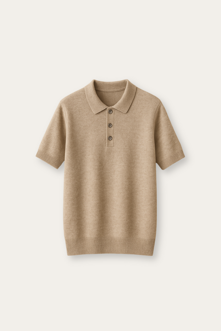 Autumnal men's polo in cashmere-merino wool – Caelan