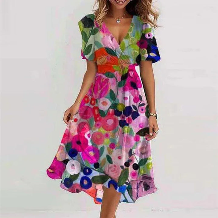 Flowy Floral Summer Dress (Knee-Length)