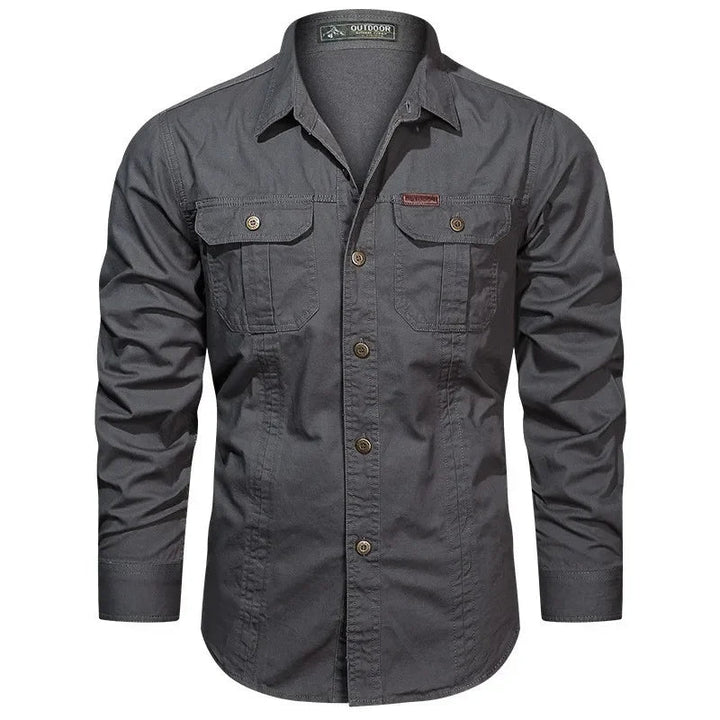 Men's Cotton Military Shirt – Multi-Pocket Utility