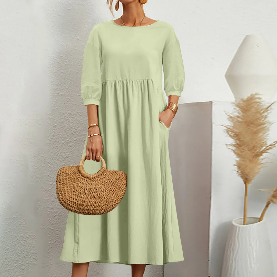 Casual Loose Patchwork Midi Dress – Effortless Style Meets Everyday Comfort