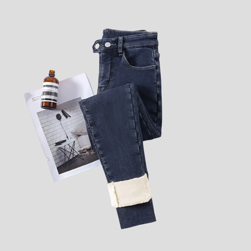 High-Waist Women's Winter Jeans – Lined for Cold Days