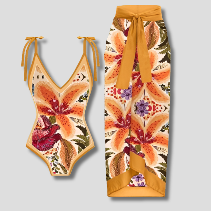 Vintage One-Piece Swimsuit with Ruffles