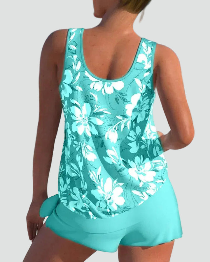 Women's Tankini Set with Floral Print - Shaping Style