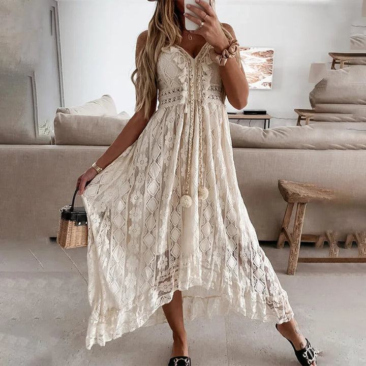 Women's Boho Tie Dress with Tassels