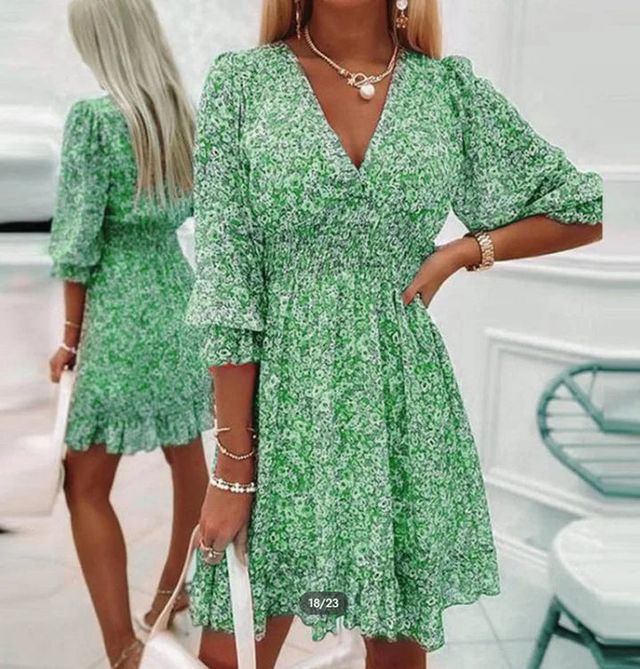 Boho Floral Mini Dress – Effortless Bohemian Charm for Sunny Days