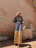 V-Neck Backless Jumpsuit with Gradient Print for Women