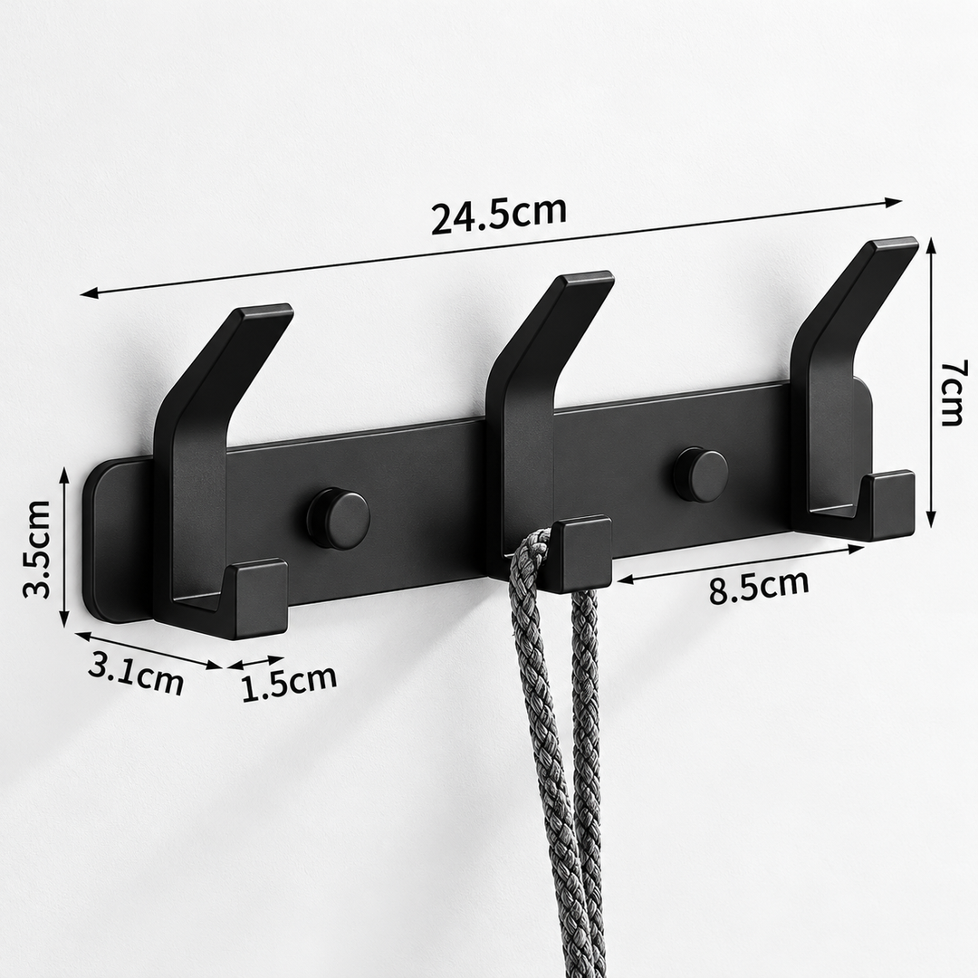 Aluminum Wall Hooks – 3, 4, 5 or 6 Hooks | Bathroom Towel Rail