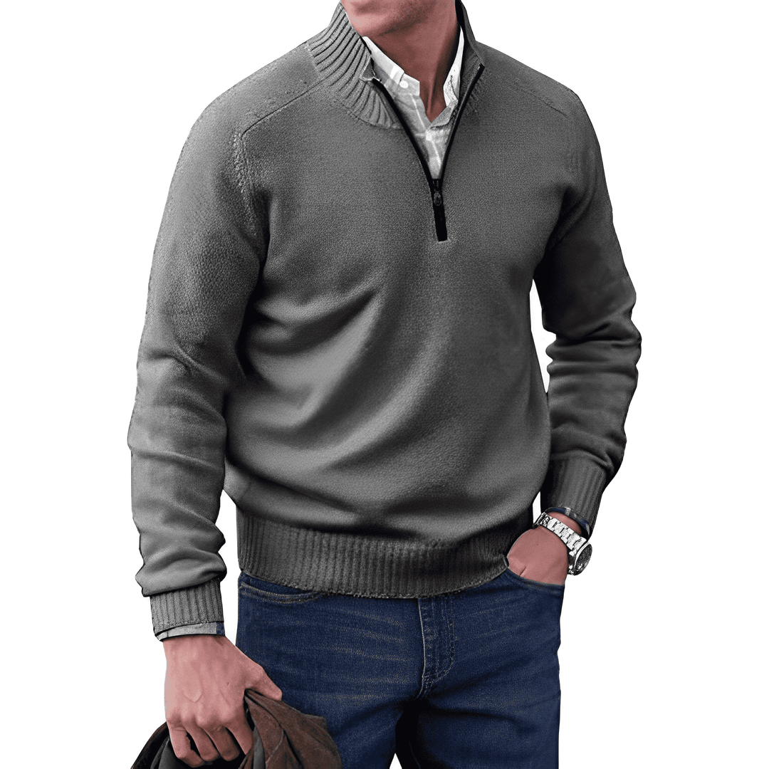 Luxurious Men's Cashmere Zip Sweater - Lucas