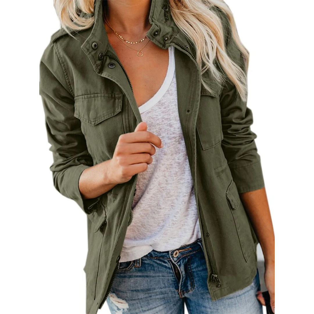 Stylish Women's Casual Zip-Up Jacket - Versatile Comfort