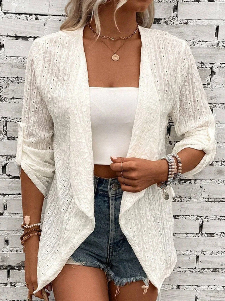 Women’s Crochet Knit Front Relaxed Fit Cardigan