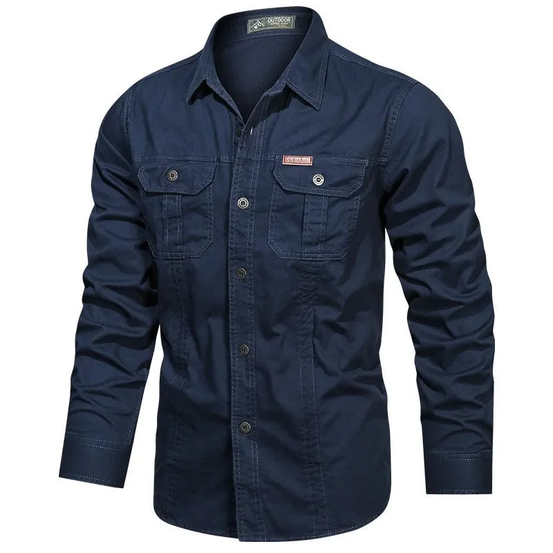 Men's Cotton Military Shirt – Multi-Pocket Utility
