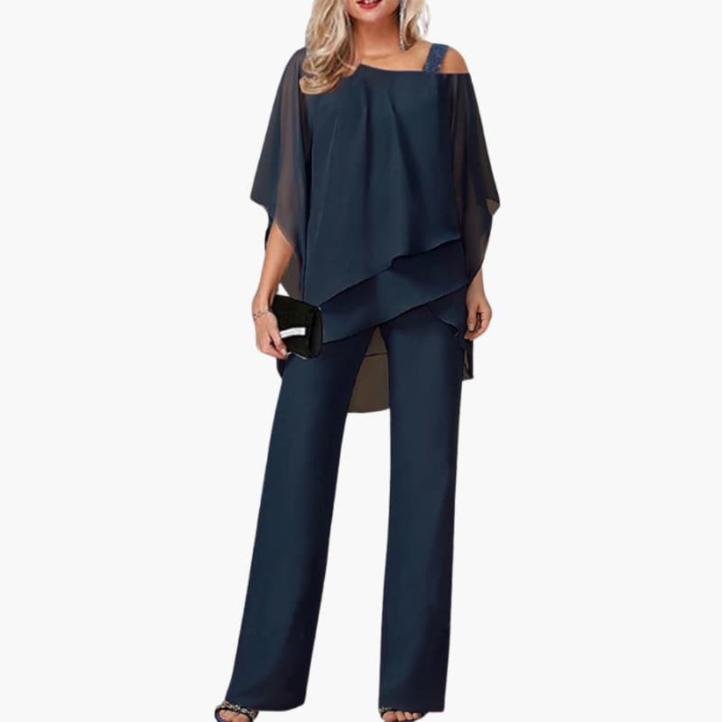 Women’s Jumpsuit with Cold Shoulder and Wide-Leg Pants