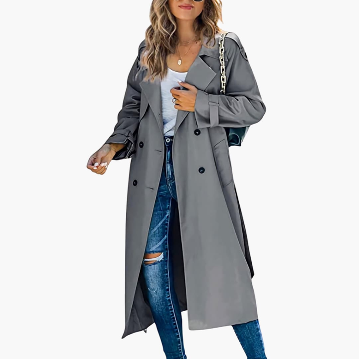 Women's Trench Coat with Button Placket