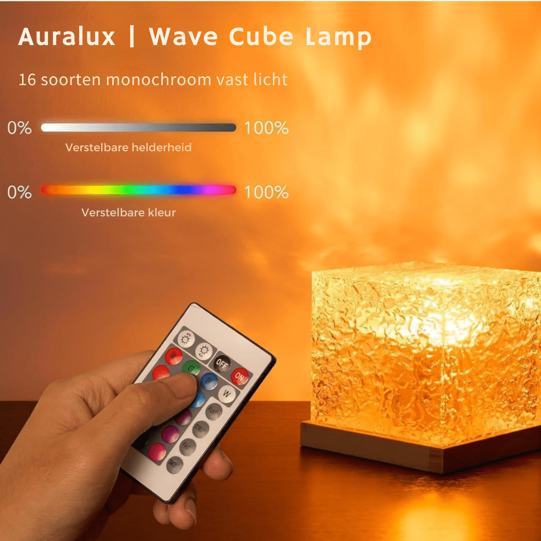 Wave Cube LED Table Lamp with Flowing Colored Light Waves