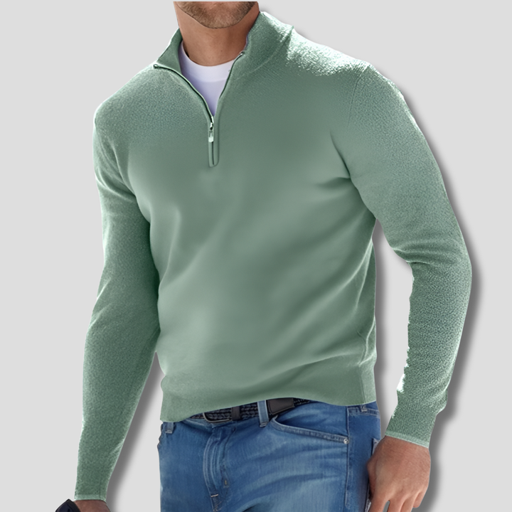 Men’s Cotton Knit Pullover with Zipper Collar