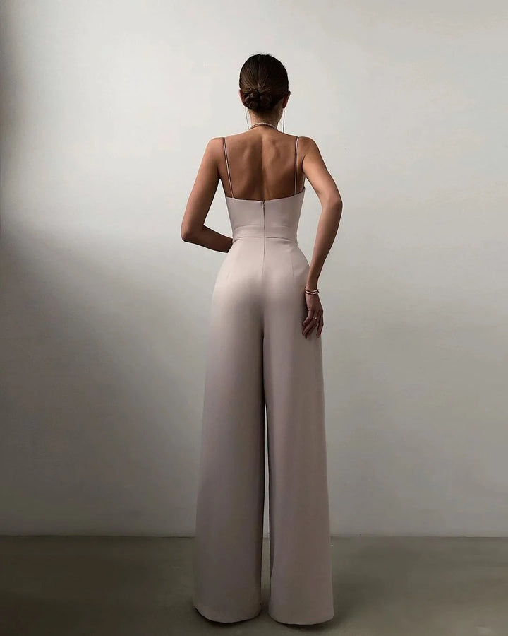 Sleeveless Jumpsuit with High Waist and Wide Legs