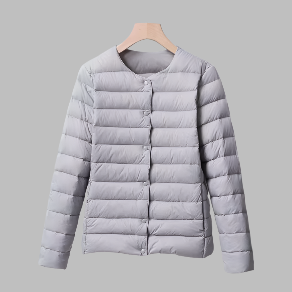 Collarless Packable Puffer Jacket