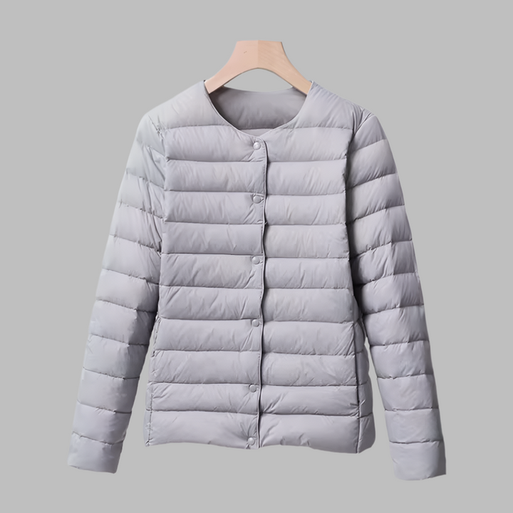 Collarless Packable Puffer Jacket