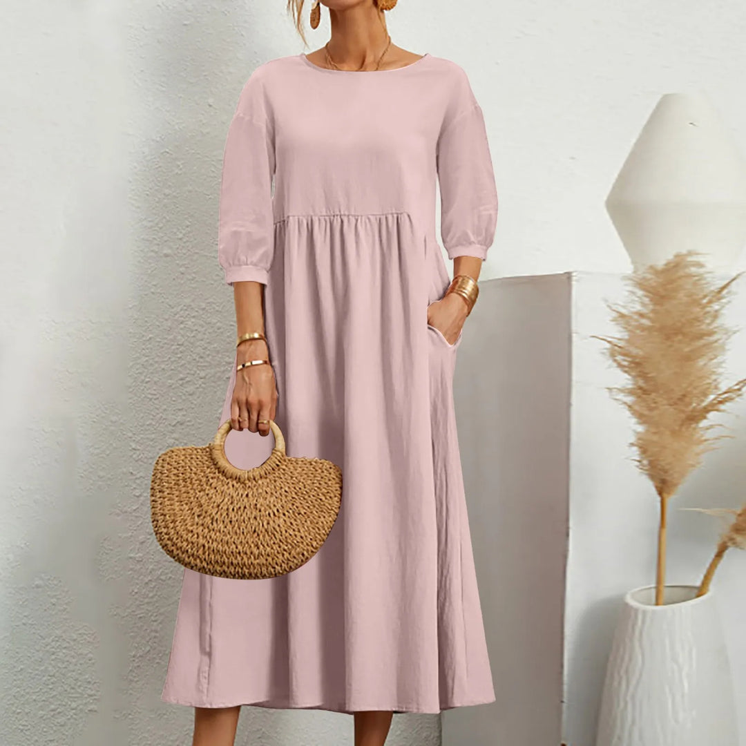 Casual Loose Patchwork Midi Dress – Effortless Style Meets Everyday Comfort