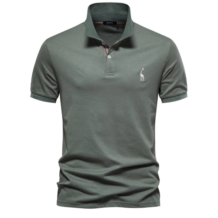 Luxe Cotton Polo with Deer Embroidery