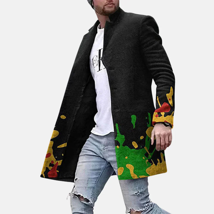 Street Print Coat – Casual & Adjustable Men’s Jacket