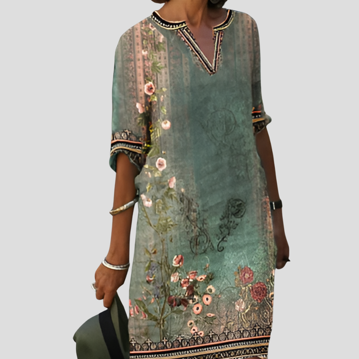 Effortless and Comfortable Boho Floral Ruffle Dress