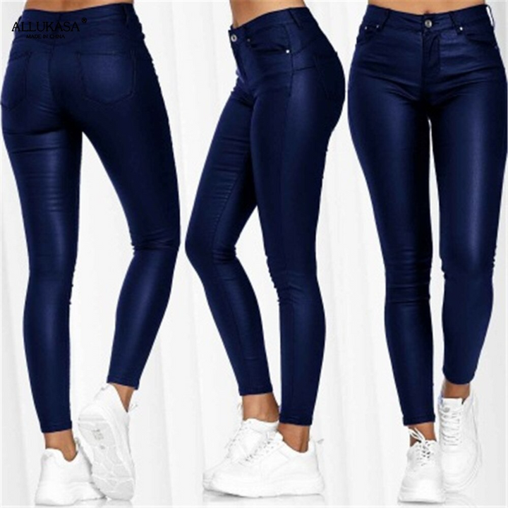High-Waisted Stretch Leather Pants – Raffaela
