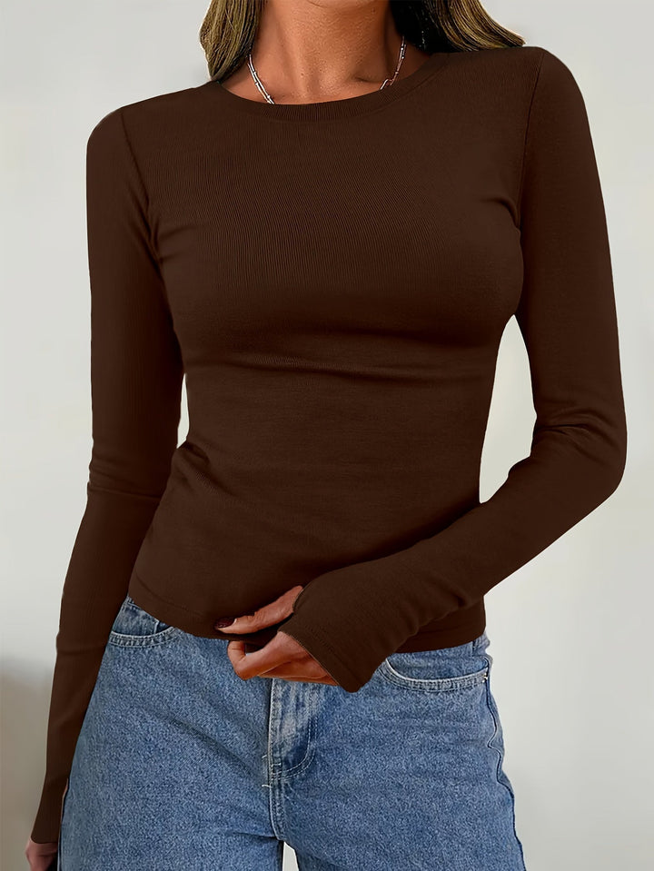 Women's Long-Sleeved Round-Neck Top for Fall & Winter – Vivienne