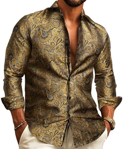 Men's paisley jacquard shirt – long-sleeved style for weddings and evening wear