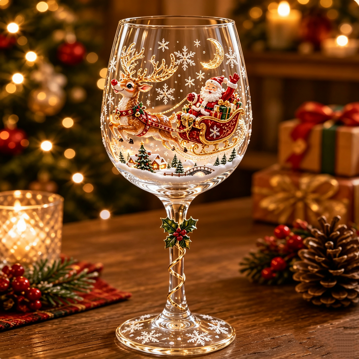 3D Christmas Wine Glasses – Festive Sipping with Yuletide Charm
